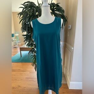 💚💙NWT Title Nine Unconventional Sleeveless Teal Laser Cut Lightweight Dress L💙